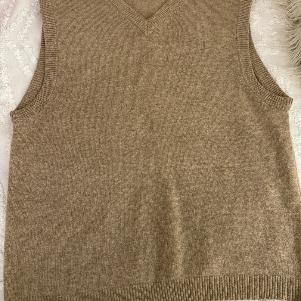 Vintage Tan Sleeveless Wool Knit Sweater Vest